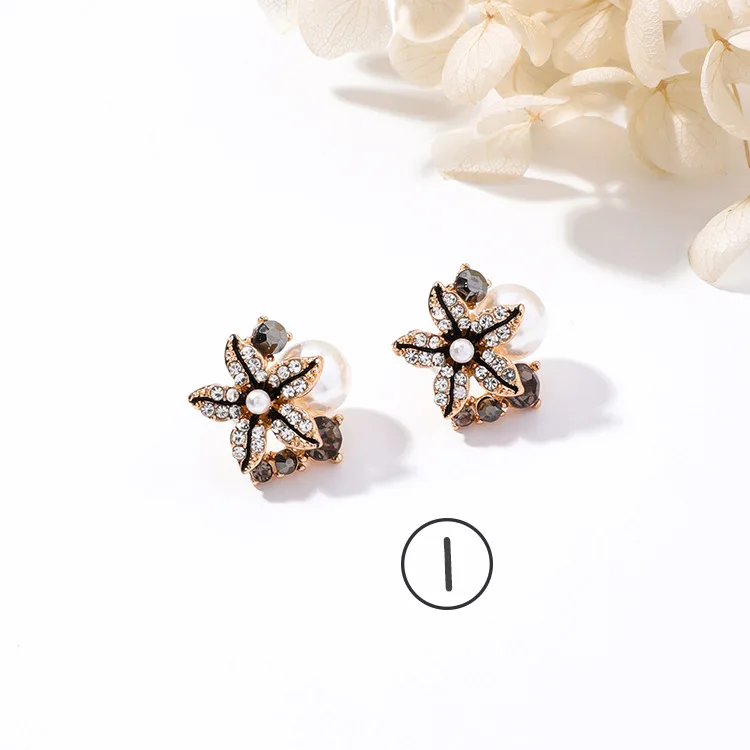 1 five petal white MENGJIQIAO новые цветные милые маленькие серьги-гвоздики в виде цветка для женщин модные летние серьги ювелирные изделия Стразы Букле д 'ореиль - Окраска металла: 1 five petal white