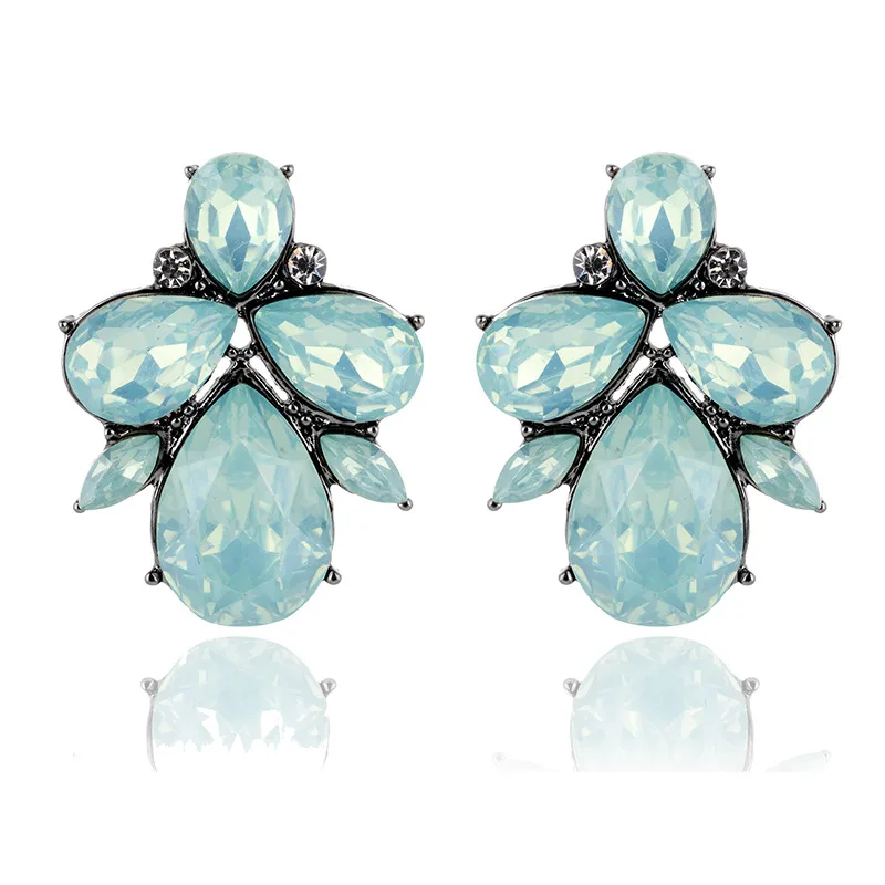 opal green Любовь Мода Стразы инкрустированные светильник зеленый хрустальный камень пирсинг серьги золото серебро цвет серьги гвоздики новые женские ювелирные изделия - Окраска металла: opal green