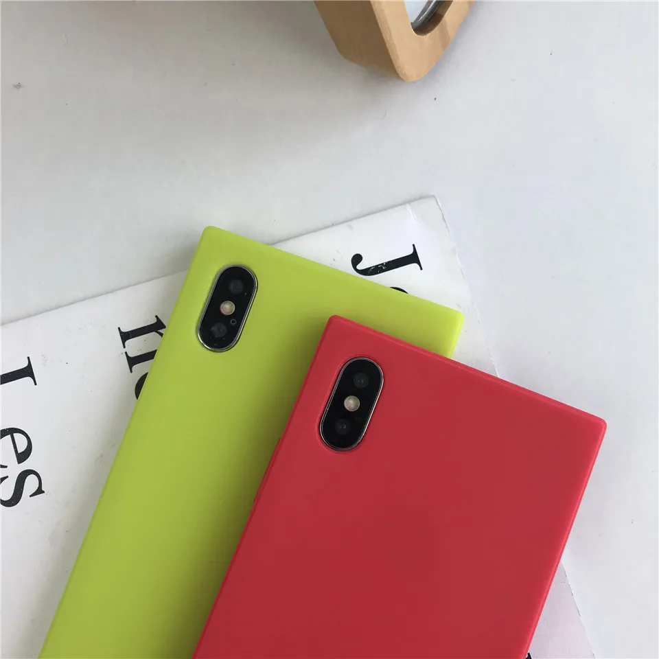 For iPhone X Silicone Square Candy Color TPU Matte Case iphone 8 7 Plus 6 6S Plain Soft XS Cover Phone Cases |