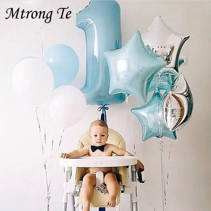 Baby Shower 1St набор воздушных шаров на день рождения розовый и голубой номер Фольга