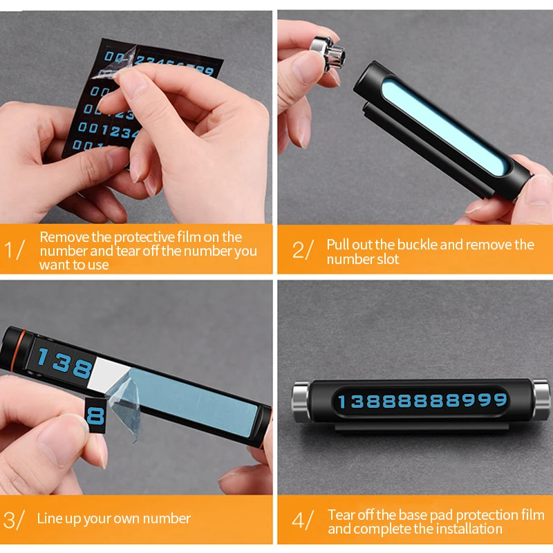 

Car Styling Temporary Parking Card Phone Number Card Plate Hidden Switch Telephone Number Car Parking Card Stop Auto Accessories