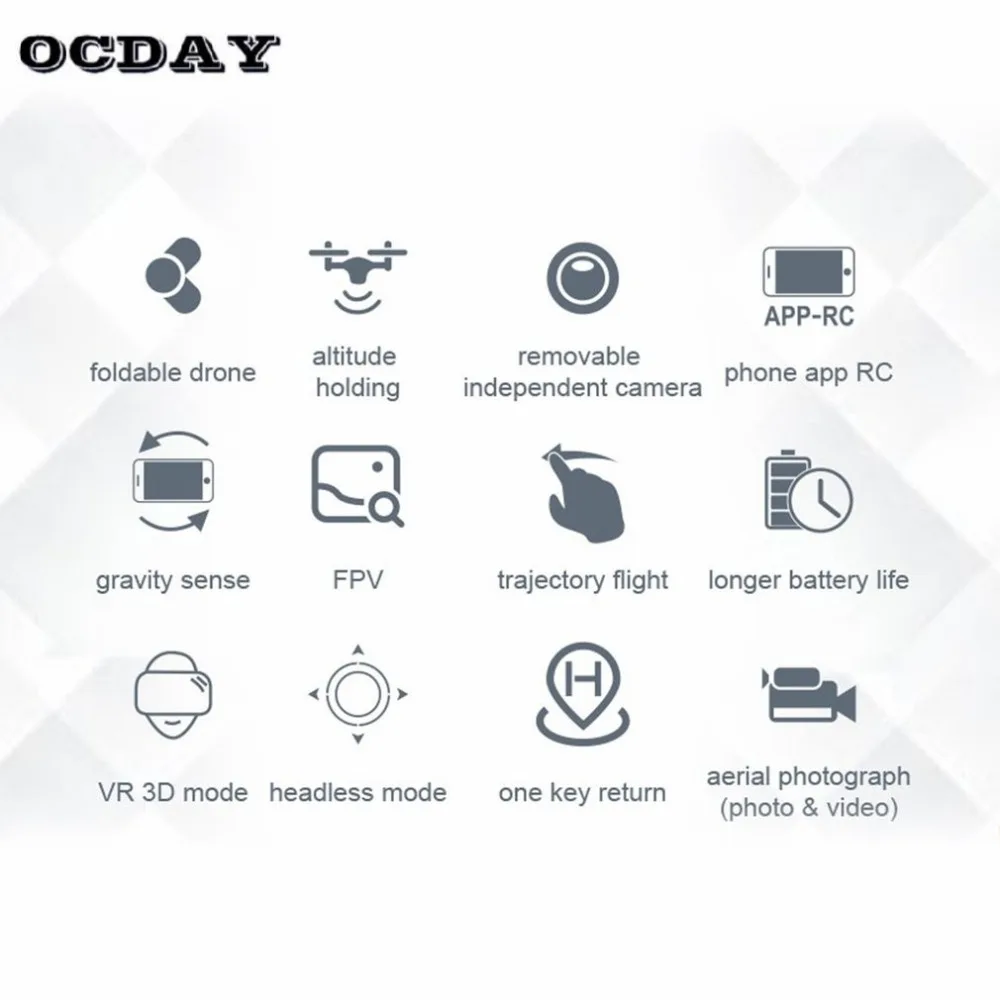OCDAY KY601S RC пульт дистанционного управления 4 канала Складная рукоятка беспилотных летательных аппаратов, Длительное Действие, вертолет Мультикоптер с 1080P HD Камера самолета ti