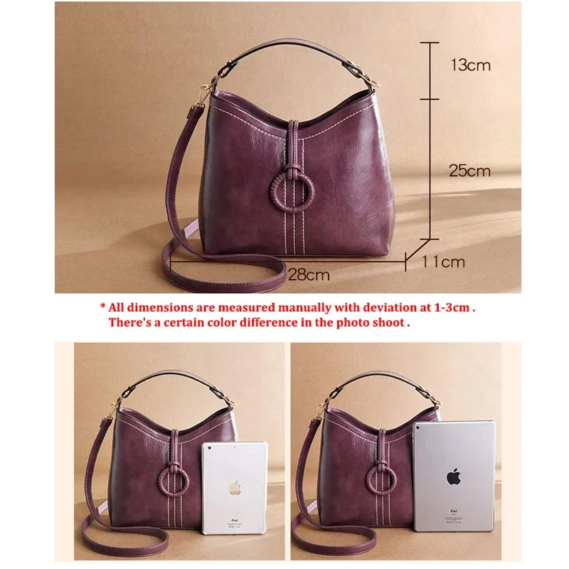 Rodful Винтаж Сумка для женщин масла кожа ведро женские сумочки дамы Ретро crossbody