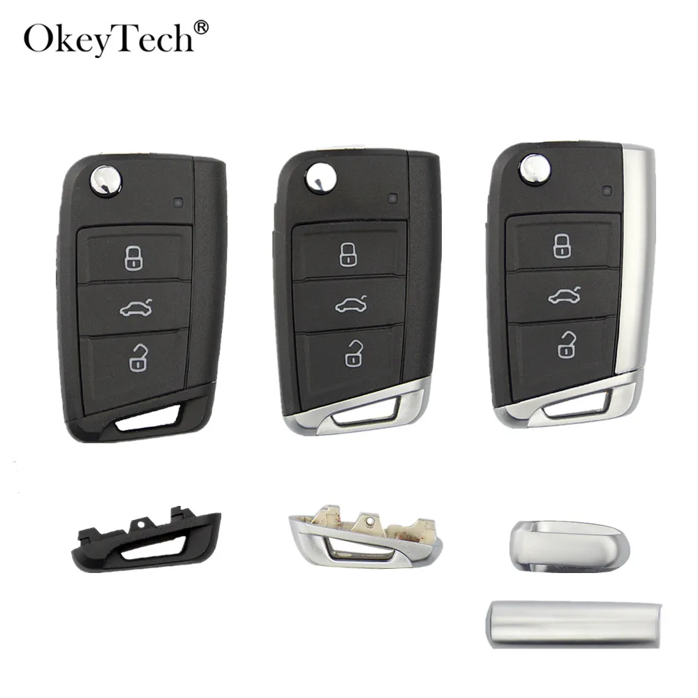 Okeytech 3 кнопки дистанционного ключа автомобиля оболочки чехол Брелок для Volkswagen Passat Golf 7 MK7 Skoda Seat Leon для Skoda Octavia