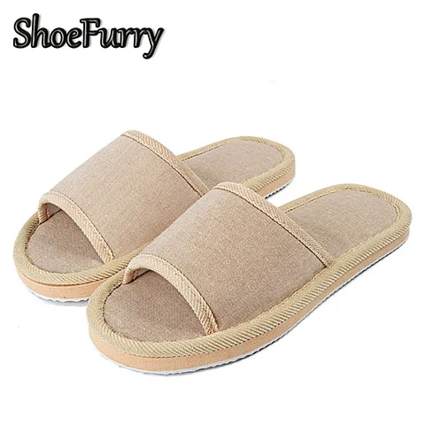 SLF-BYM Beige Женские домашние тапочки из натурального льна; домашняя обувь; дышащие тапочки; женские пляжные сандалии; летние женские льняные тапочки Любители Спальни Тапочки Большой Размер Пот Вьетнамки Для Мужчин Конопля Слайды - Color: SLF-BYM Beige