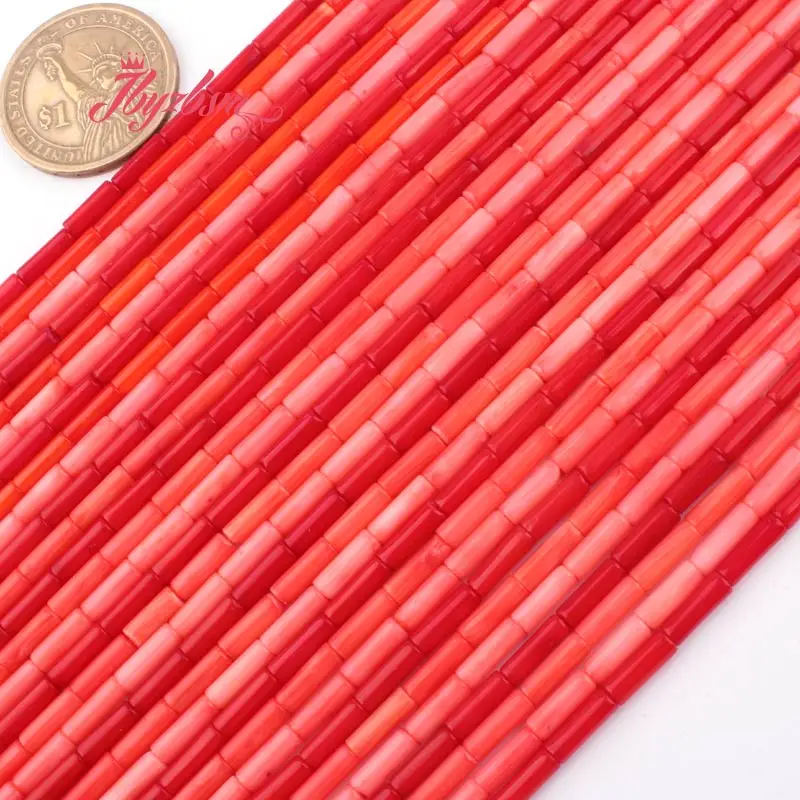 Гладкие бусины кораллового цвета россыпью 3x9 мм из натурального камня для