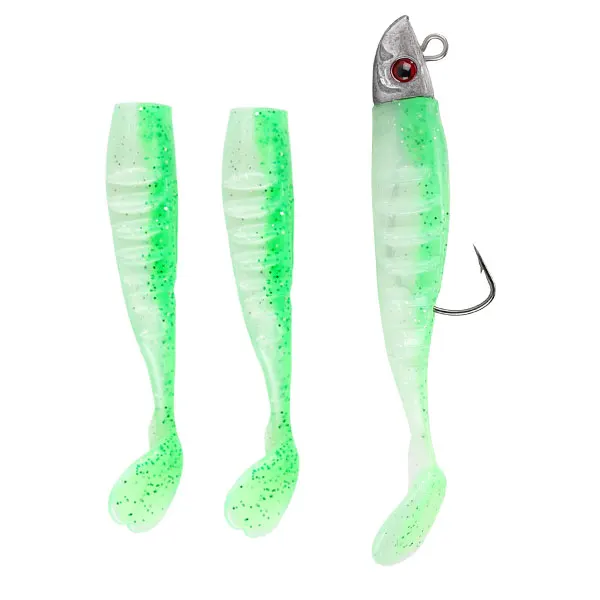 A JACKFISH Jig Head T Tail Soft Fishing Lure 3PCS/10.5cm/15g Soft bait with Grankhook Swimbait fishing Tackle Pesca jigging lure - Цвет: A