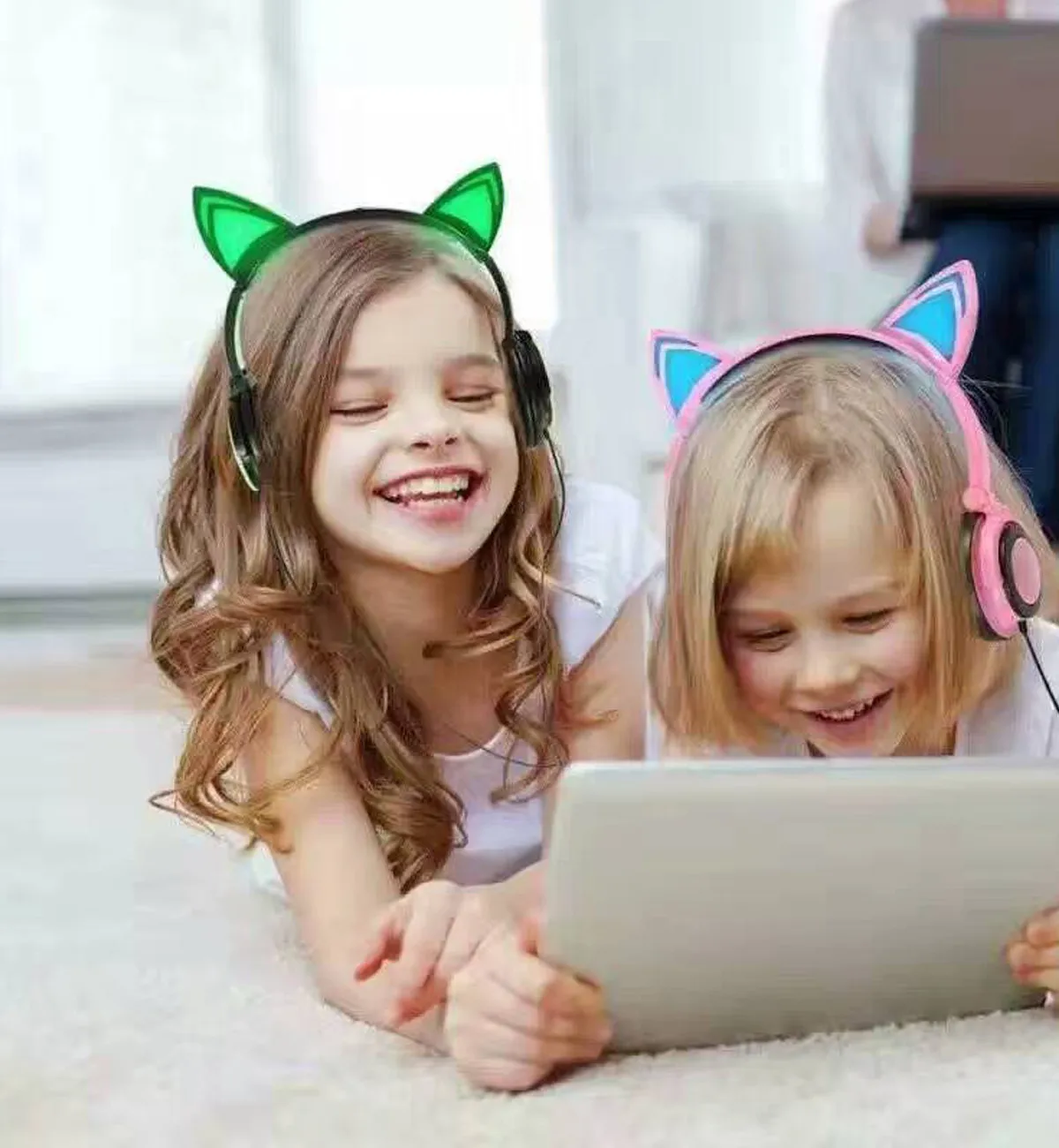 Складные кошачьи уши светодиодные музыкальные огни наушники гарнитура для