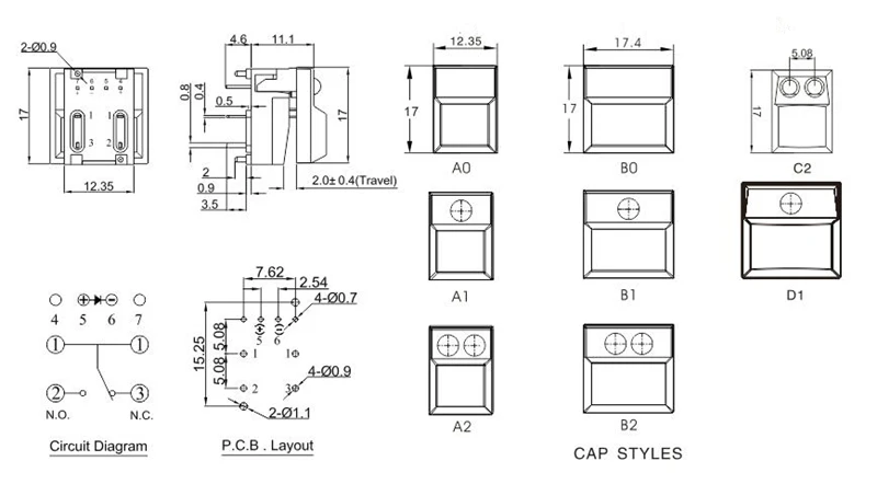 10 шт. PB86-A1 красный светодиодный 6Pin мгновенное крепление печатной платы SPDT квадратный кнопочный такт переключатель для сценического управления оборудованием