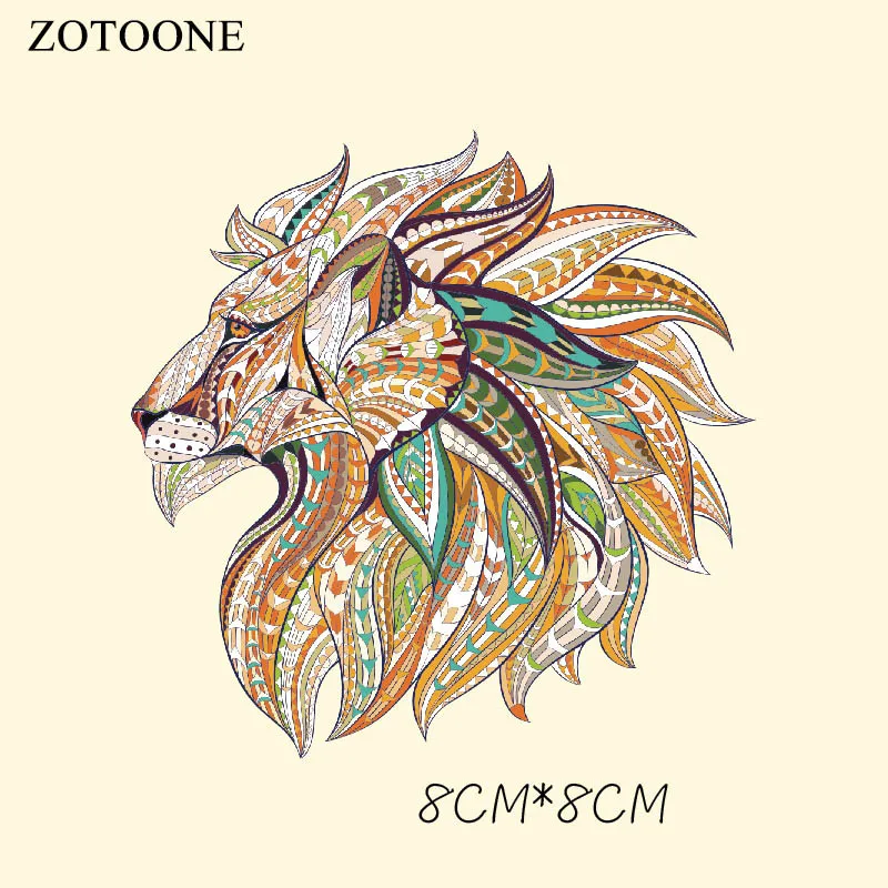 Lion ZOTOONE нашивки в форме животных тигра для одежды, железная Футболка с аппликацией, вышитый значок, наклейки на одежду, платья - Цвет: Lion