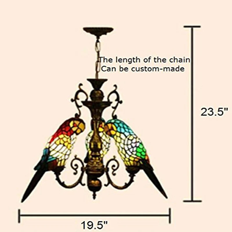 Люстры в стиле SGROW Tiffany Подвесная лампа с птицами ручная работа стекло попугай