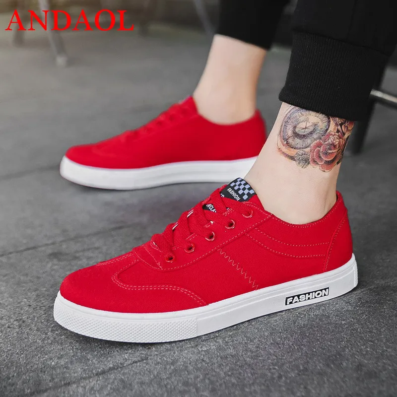 

ANDAOL Men's Casual Shoes Top Quality Solid Designer Light Sneakers Luxury Simple Fashion Non-Slip Campus Trainers Skateboarding