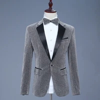 men suit blazers 2019 mens bright silk show stage long sleeve mens stage bow ties singles breasted suits blazer