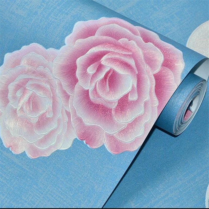 

wellyu Environmental protection non-woven rose flowers rose red flowers wallpaper bedroom sofa bedside background wallpaper