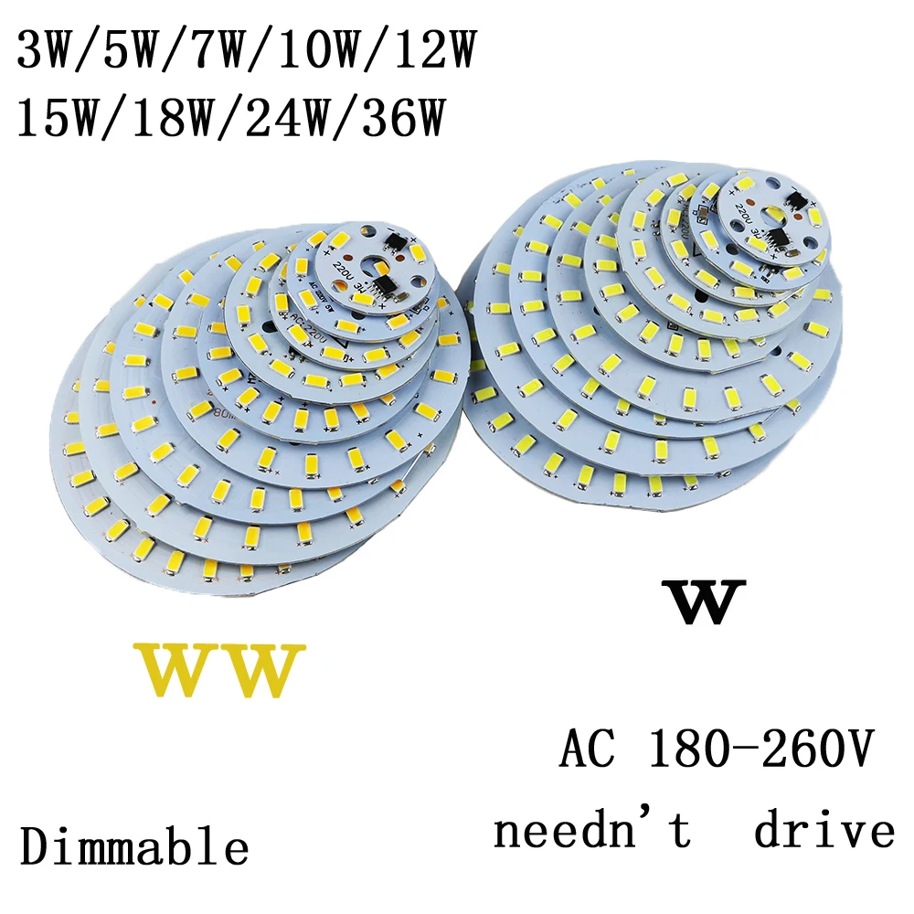 220v led plate Source 3W 5W 7W 10w 12W 15W 18W 24w 36w integrated IC driver 5730 SMD Cold Warm White aluminum pcb | Освещение