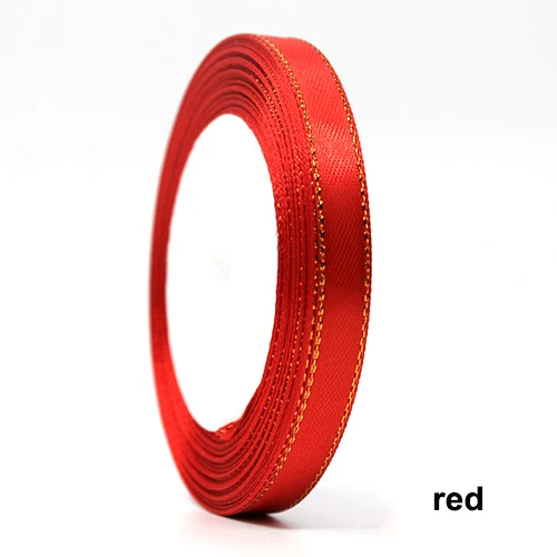 26 red 25 ярдов атласная лента 10 мм Золотая корсажная лента для кромки ленты DIY для упаковки подарков Свадебные украшения принадлежности для скрапбукинга - Цвет: 26 red