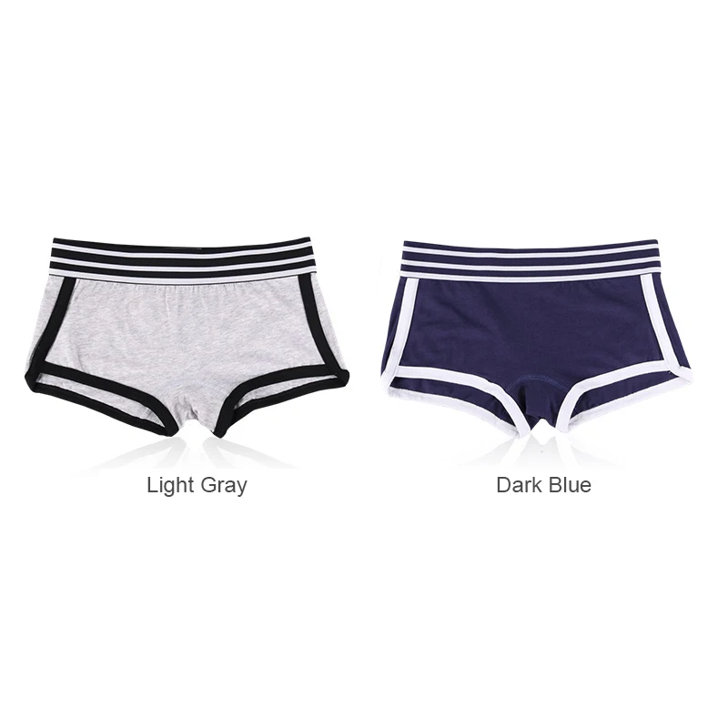 light gray dark blue Lanmaocat, 2 шт., хлопковые боксеры, шорты для женщин и мальчиков, трусы, женские боксеры, нижнее белье, нейтральное женское нижнее белье - Цвет: light gray dark blue