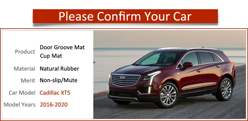 Противоскользящие резиновые коврики для калиток Cup Mat Cadillac XT5 2016 2017 2018 2019 2020 15
