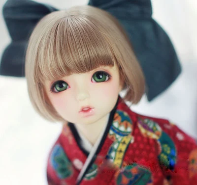 Парики для куклы BJD плоские коричневые чайные высокотемпературные короткие