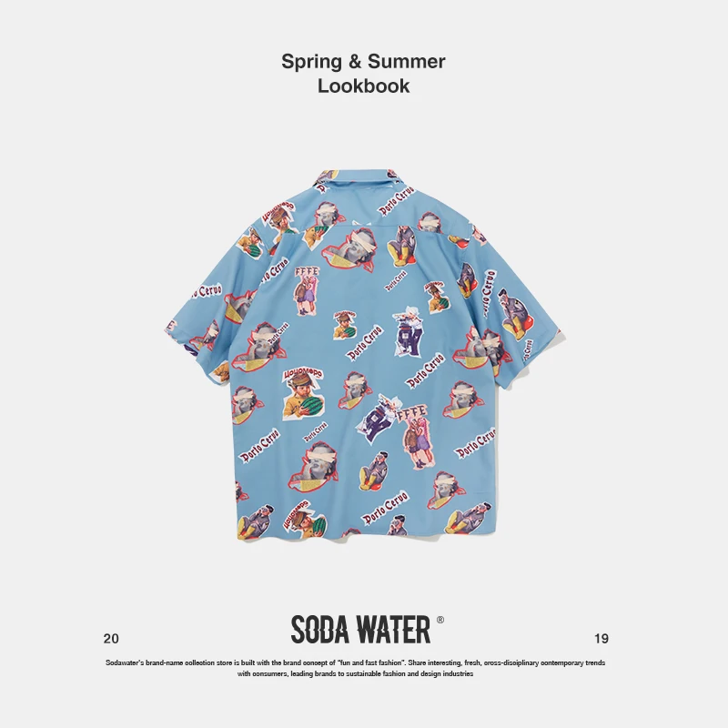 SODA WATER креативная рубашка с принтом Новое поступление 2019 рубашки отложным