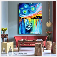 high quality hand painted frameless canvas oil painting abstract sailing boat decorative wall art landscape picture home decor