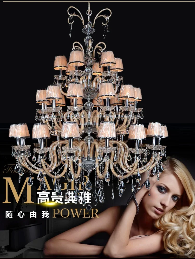 Современная светодиодная Люстра для гостиной 30 шт. Большая хрустальная лампа