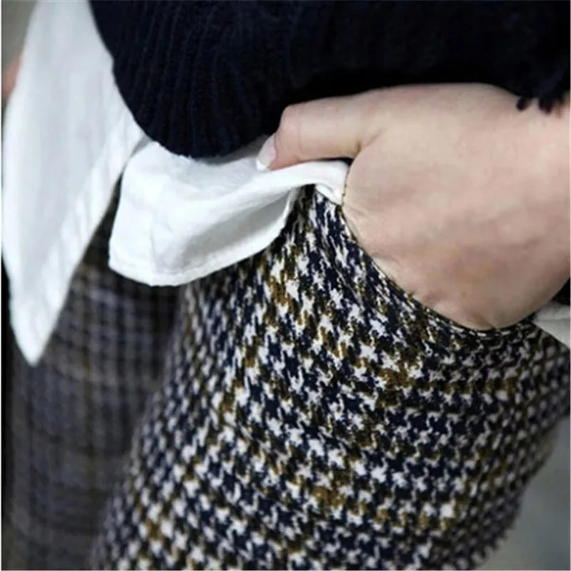 Клетчатые Модные женские осенние брюки 2021 зимние леггинсы Брендовые узкие