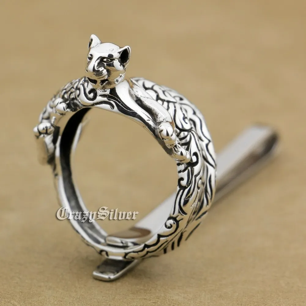 925 пробы Серебряное кольцо Jaguar Fation Punk 9W016 свободный размер от 8 до 10|punk clothing|punkring carat