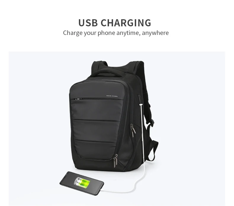 Марка Райден мужские рюкзаки Mochila для ноутбука 15 дюймов мужские USB подзарядки водоотталкивающие деловые сумки