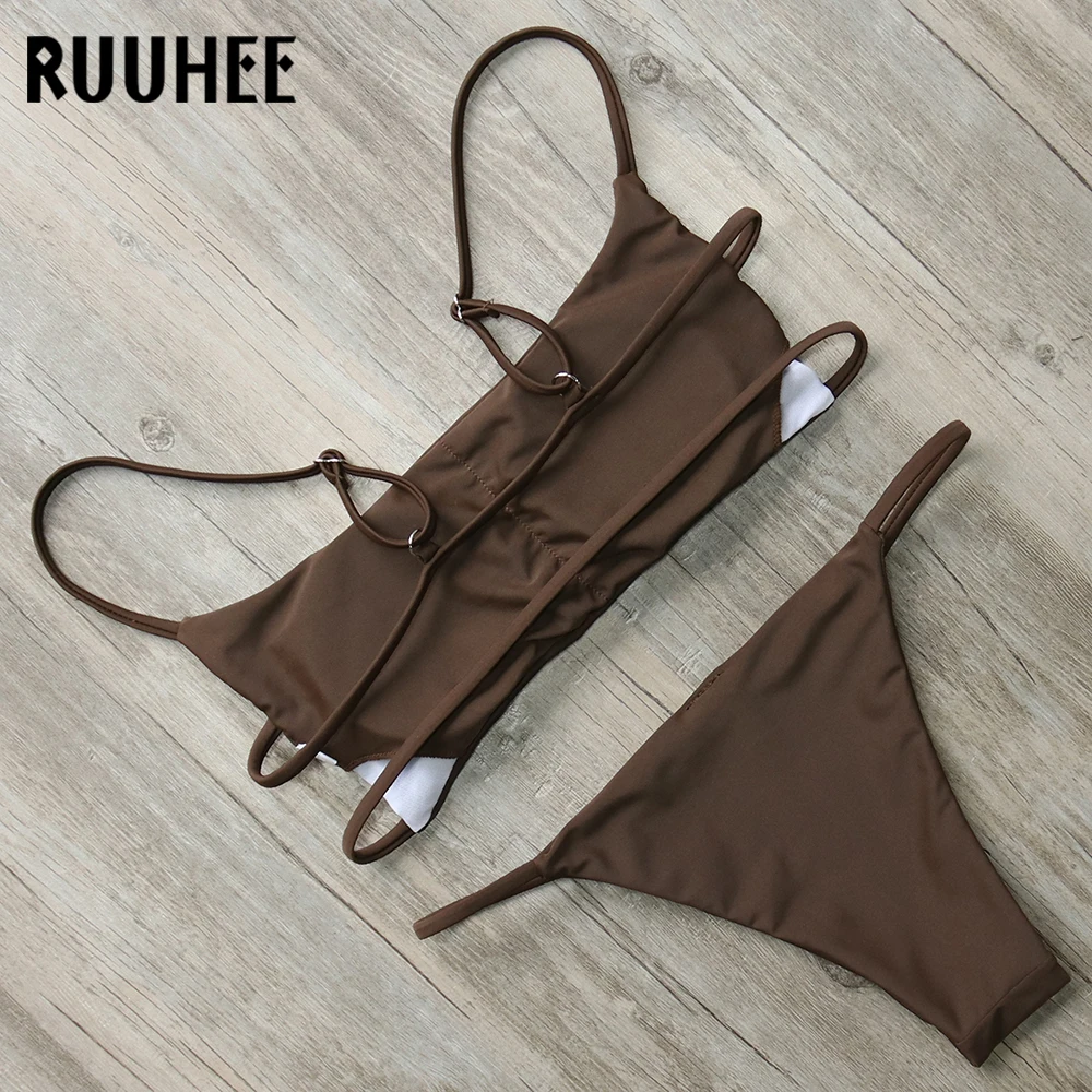 RUUHEE, бикини, купальник для женщин, купальник, набор бикини,, бразильский купальник, женская пляжная одежда, купальник для женщин с подушечками