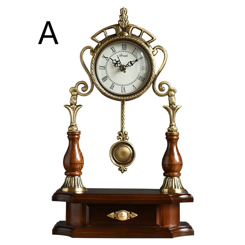 

1PCS New Chinese style lightweight solid wood with copper clock copper clock living room home simple clocks for LU607554