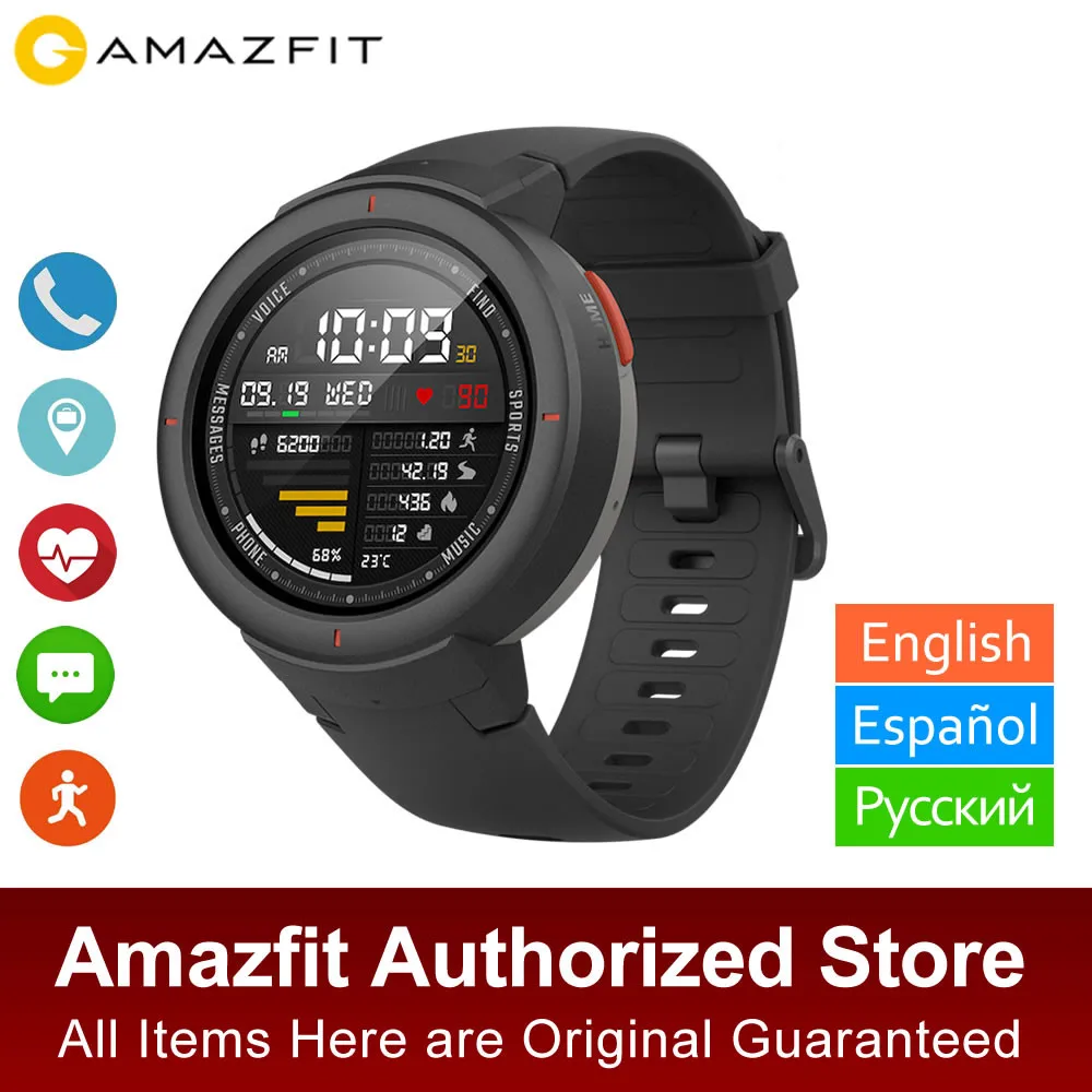 Глобальная версия Amazfit Verge Smartwatch gps ответ на звонки монитор сердечного ритма во время сна МУЗЫКА Смарт часы IP68 Водонепроницаемый 11 видов спорта