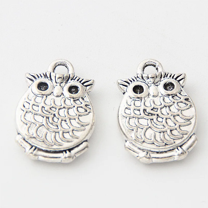 15 шт. Серебристых чармов Симпатичная сова Животное Подвеска Подходит для изготовления ювелирных украшений Браслет Ожерелье Ремесла 19x13 мм A3074.