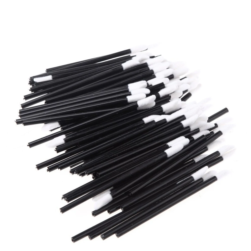 100Pcs/Set Disposable Lip Brushes Lipstick Applicators Make Up Brush Gloss Wands Applicator Tool Makeup Beauty Kit(Blac | Красота и