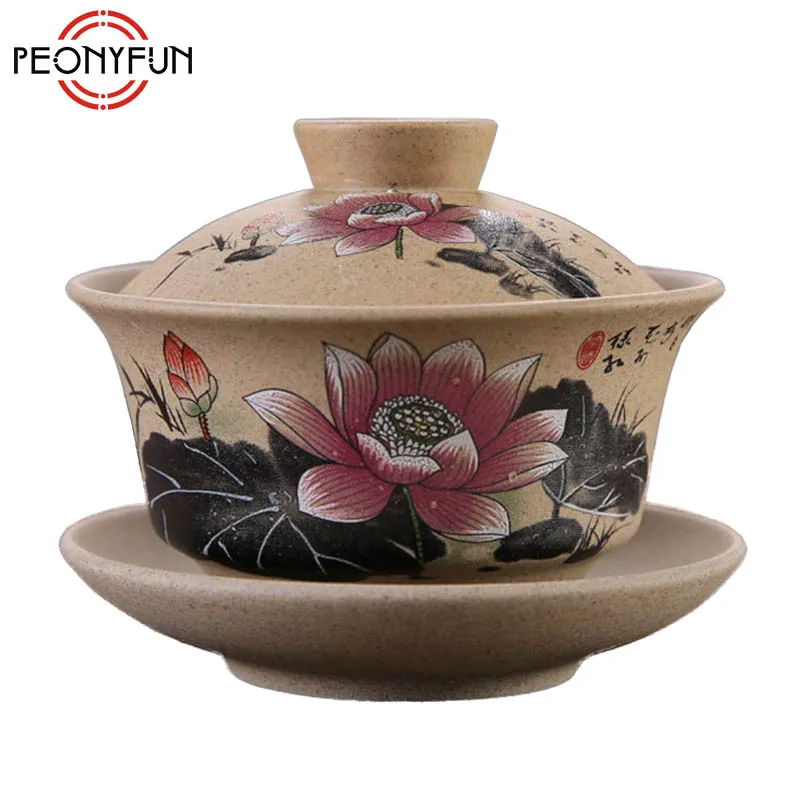 120 мл Чайная Посуда античная грубая керамика ручная роспись Gaiwan, чайная чашка керамическая чашка чайный набор кунг-фу чаша китайский чай мастер чашка супница