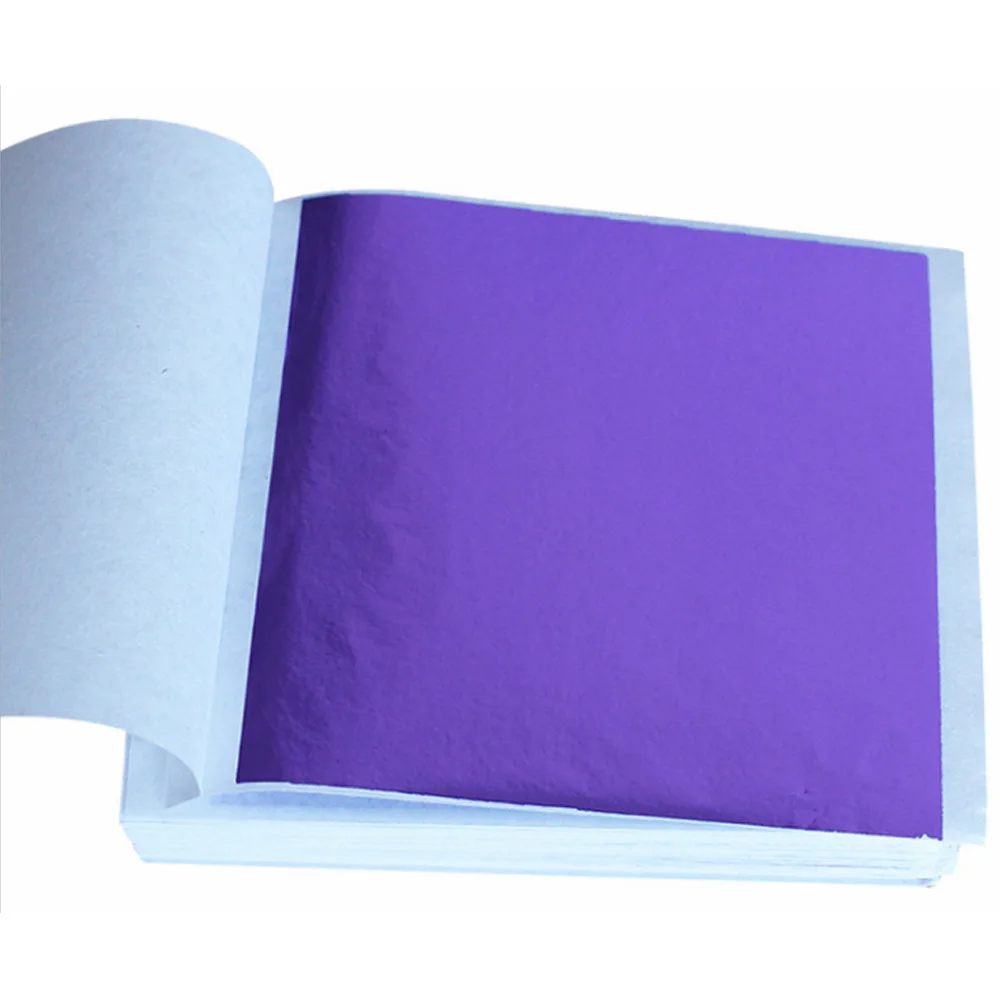 Purple 100 шт 9x9 см DIY крафт-бумага для творчества имитация золотого листа Серебряный Медный Лист листья листы фольги бумага для золочения ремесло украшения - Цвет: Purple