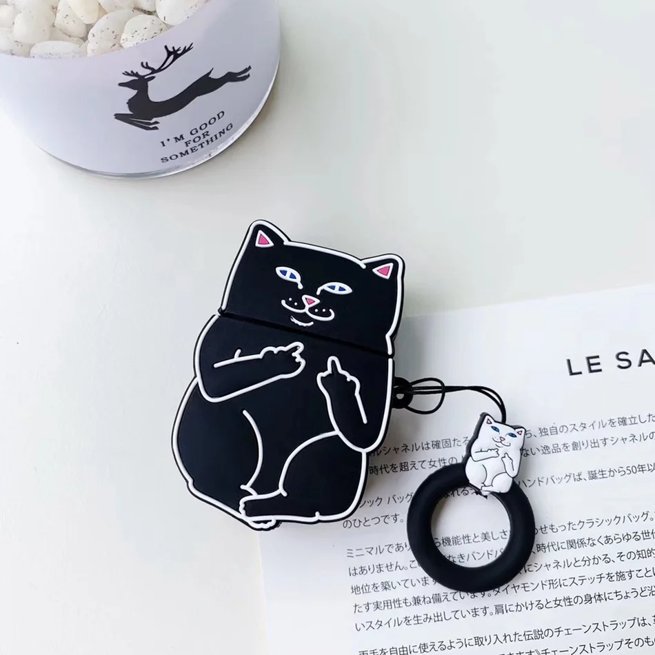 3D чехол для наушников для Airpods 2, силиконовый чехол с котом из мультфильма, милый чехол для наушников для Apple Air Pods, чехлы для наушников, аксессуары - Цвет: A