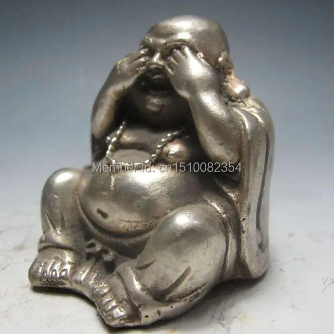 Китайская Серебряная Бронзовая статуя Будды | Дом и сад