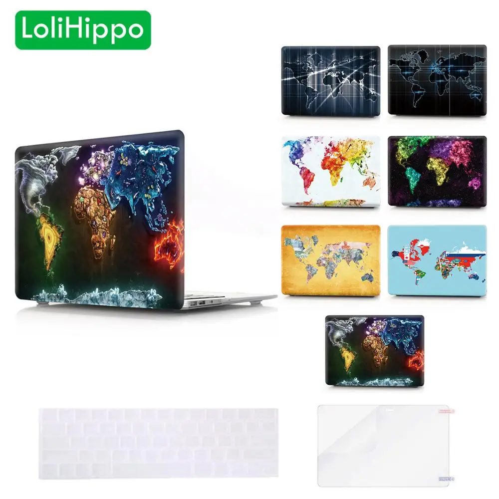 LoliHippo карта мира защитный чехол для ноутбука Сменный Чехол Apple Macbook New Air Pro 11 13 15