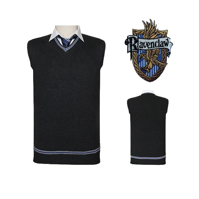 Свитер Gryffindor Slytherin Ravenclaw Hufflepuff, жилет для костюмированной вечеринки, жилет с значком, топ для взрослых мужчин, женщин, мальчиков и девочек, вечерние