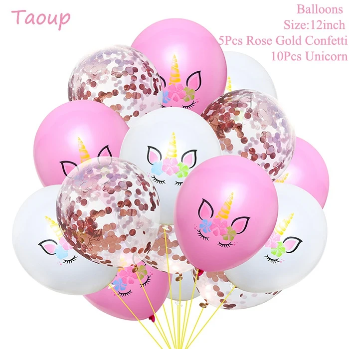 Confetti Balloons 2 Taoup повязка на голову с единорогом, вечерние украшения на день рождения для детей, декор в виде единорога Horms, праздничные вечерние принадлежности для детского душа - Цвет: Confetti Balloons 2