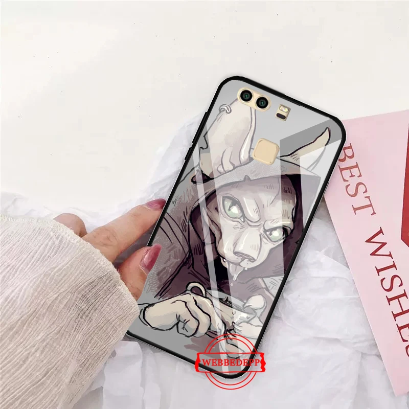 

Tattoo Sphinx Cat Glass Case for Huawei P10 lite P20 Pro P30 P Smart honor 7A 8X 9 10 Y6 Mate 20