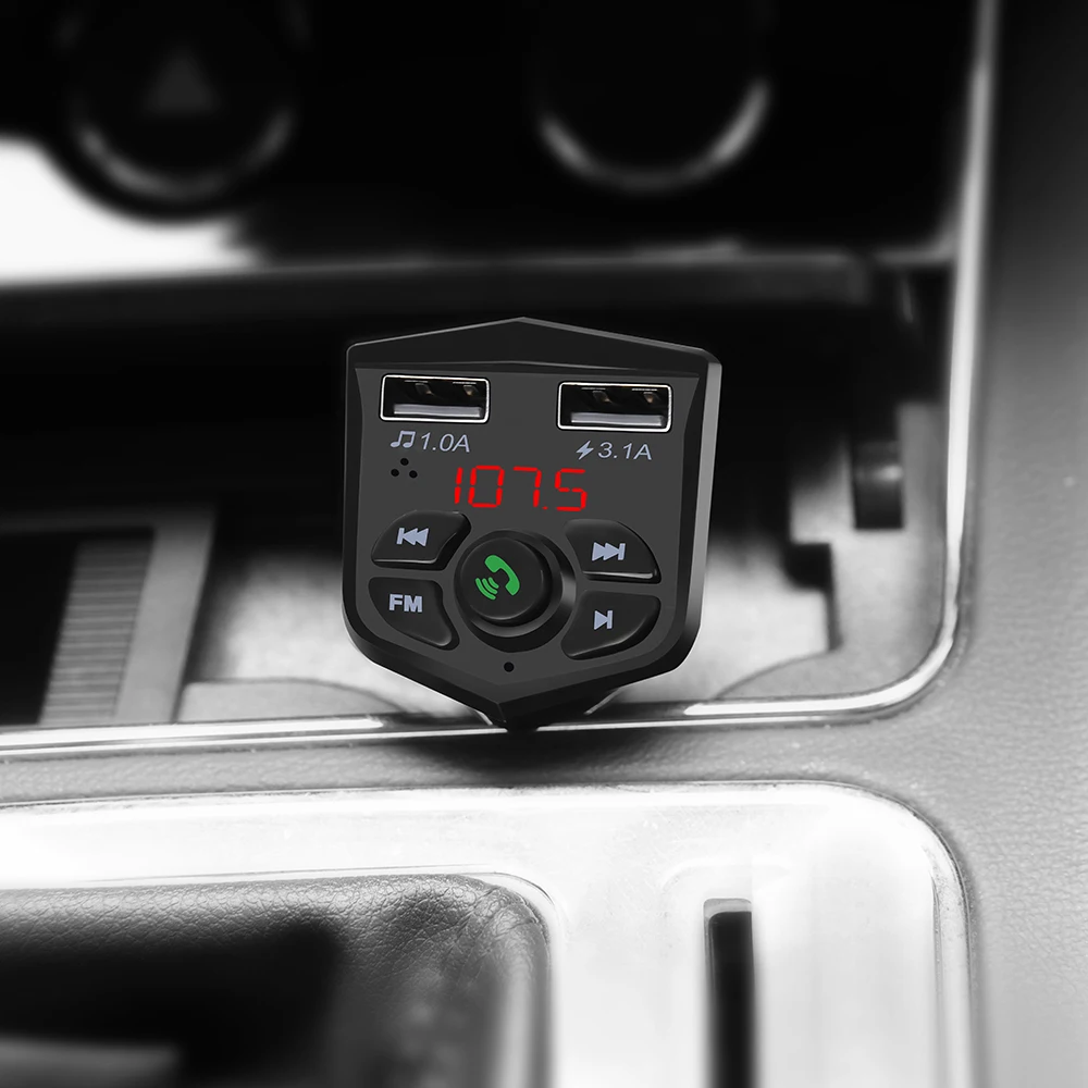Onever 5 V/3.1A Bluetooth 5,0 FM передатчик автомобильный комплект громкой связи беспроводной Quick Charge Dual USB зарядное устройство MP3 плеер