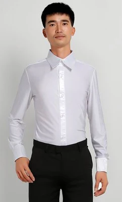 Мужская эластичная рубашка для латиноамериканских танцев красная белая черная