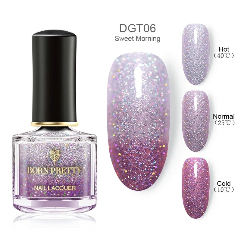 Родился довольно 6 мл 3 слоя Термальность блеск ногтей лазерной Температура Цвет