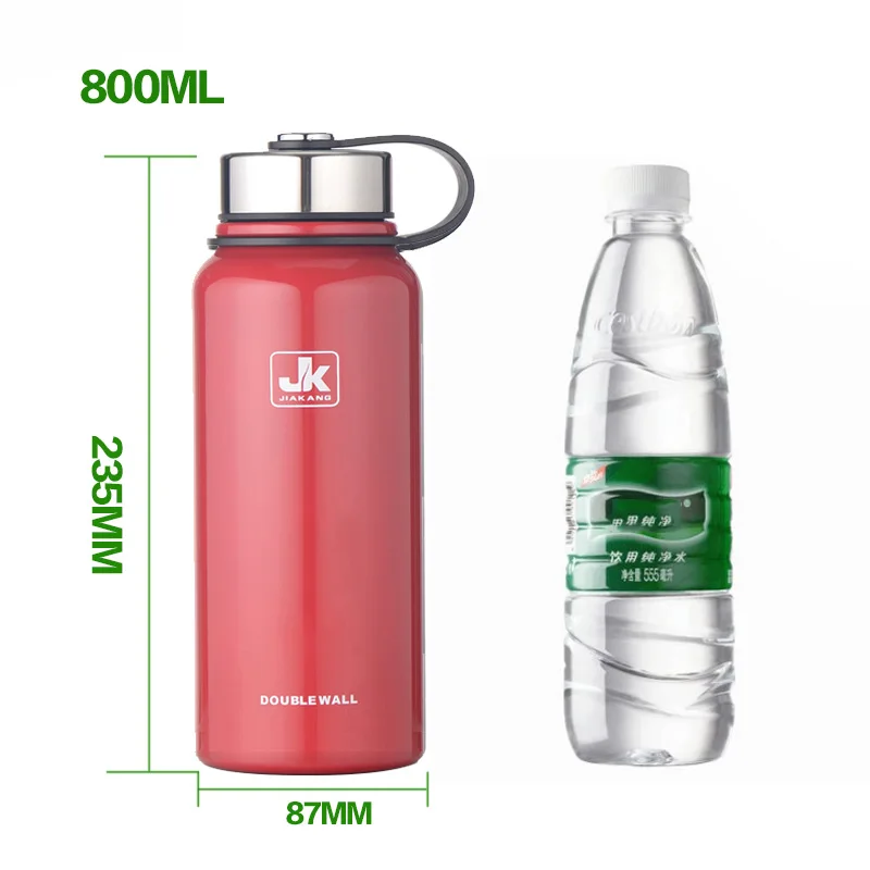 800ml Red 600/800/1100/1500ml термос с двойной стенкой Нержавеющая сталь вакуумная фляга-термосом для бутылочки для Бутылки для воды спортивный шейкер кружка - Цвет: 800ml Red