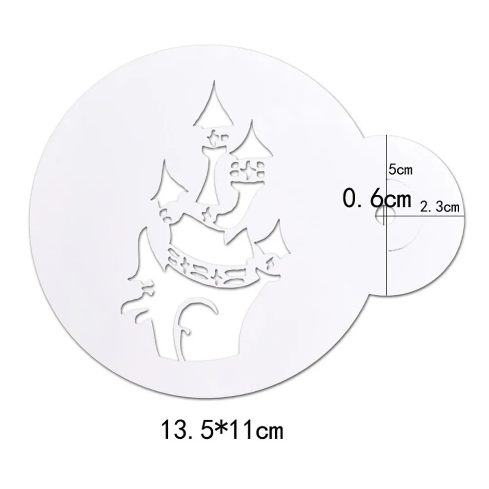 

6pcs/set Coffee Printing Model Spray Template Stencil Halloween Wedding Cake Decorating Tool DIY Cake Baking Mold Bakeware Tools