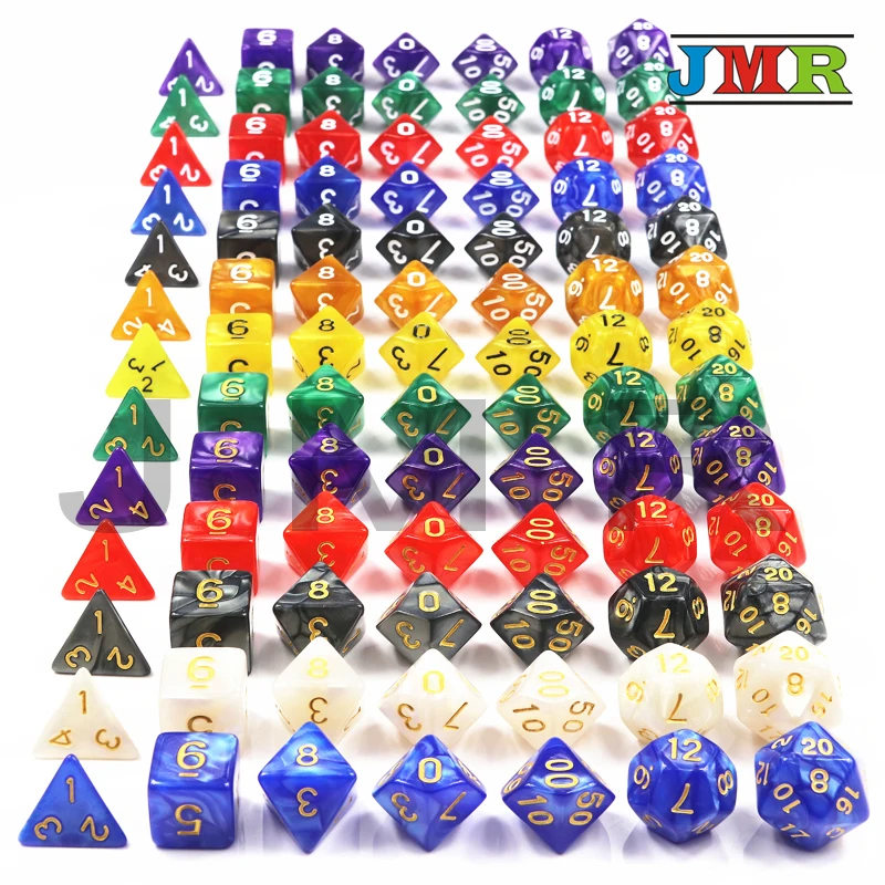 7 шт./компл. высококачественный мрамор эффект кости набор, D4, d6, d8, d10, d10%, d12, d20 Набор Игральных кубиков для игра DND кости