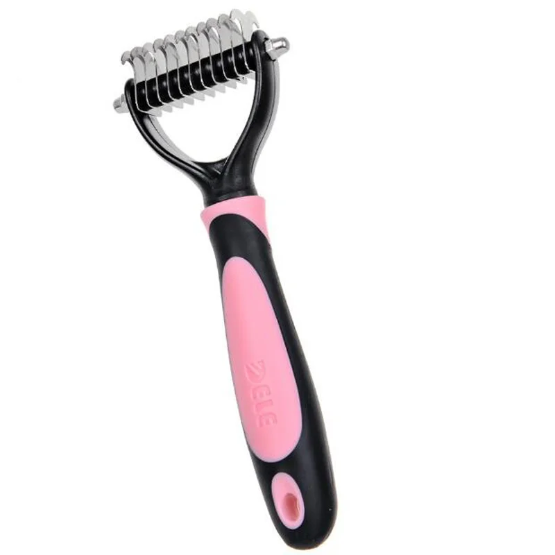 Профессиональный грабли открытый помазок для домашних животных уход за мехом расческа для подшерстка гребень инструмент для вычесывания для собак для кроликов и кошек триммер для домашних животных - Цвет: pink