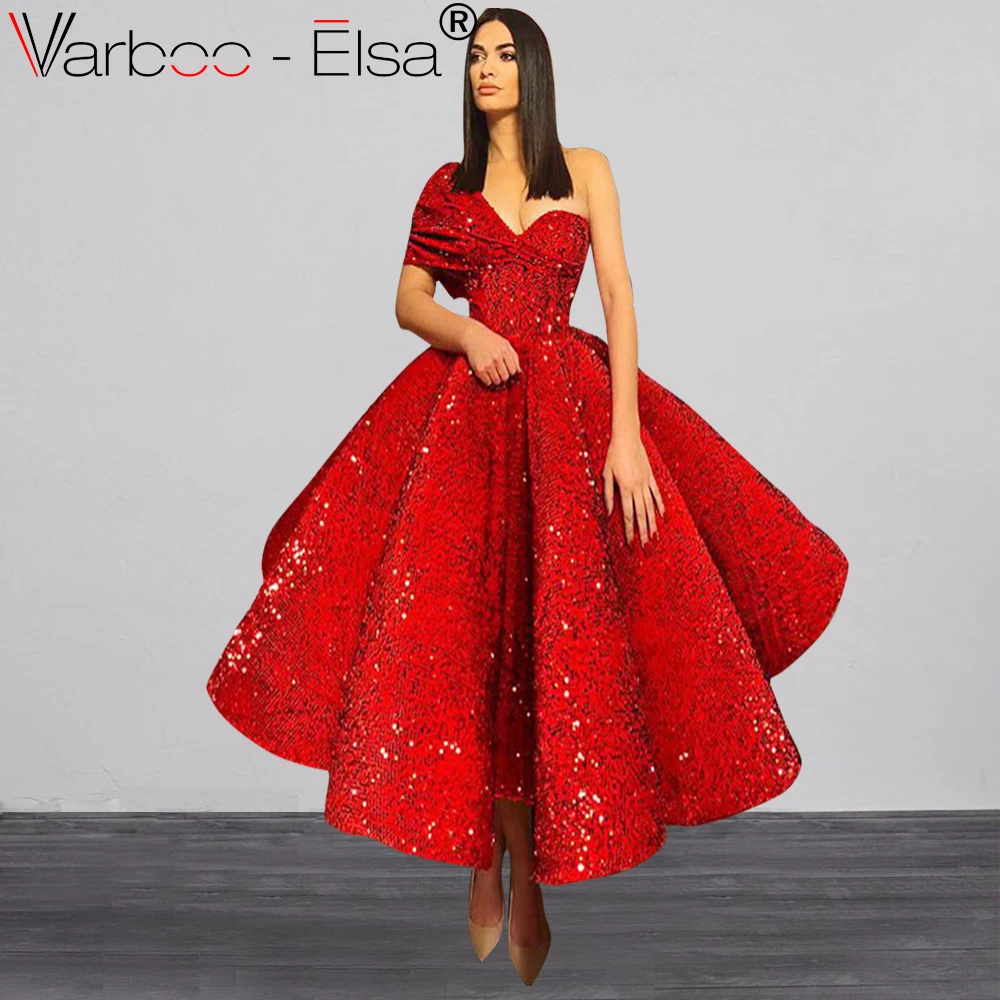 VARBOO_ELSA роскошное бальное платье вечернее 2019 блестящий красный Кафтан Дубай